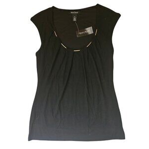 White House Black Market Women's Black With Gold Metal Top SZ X-Small Work Party